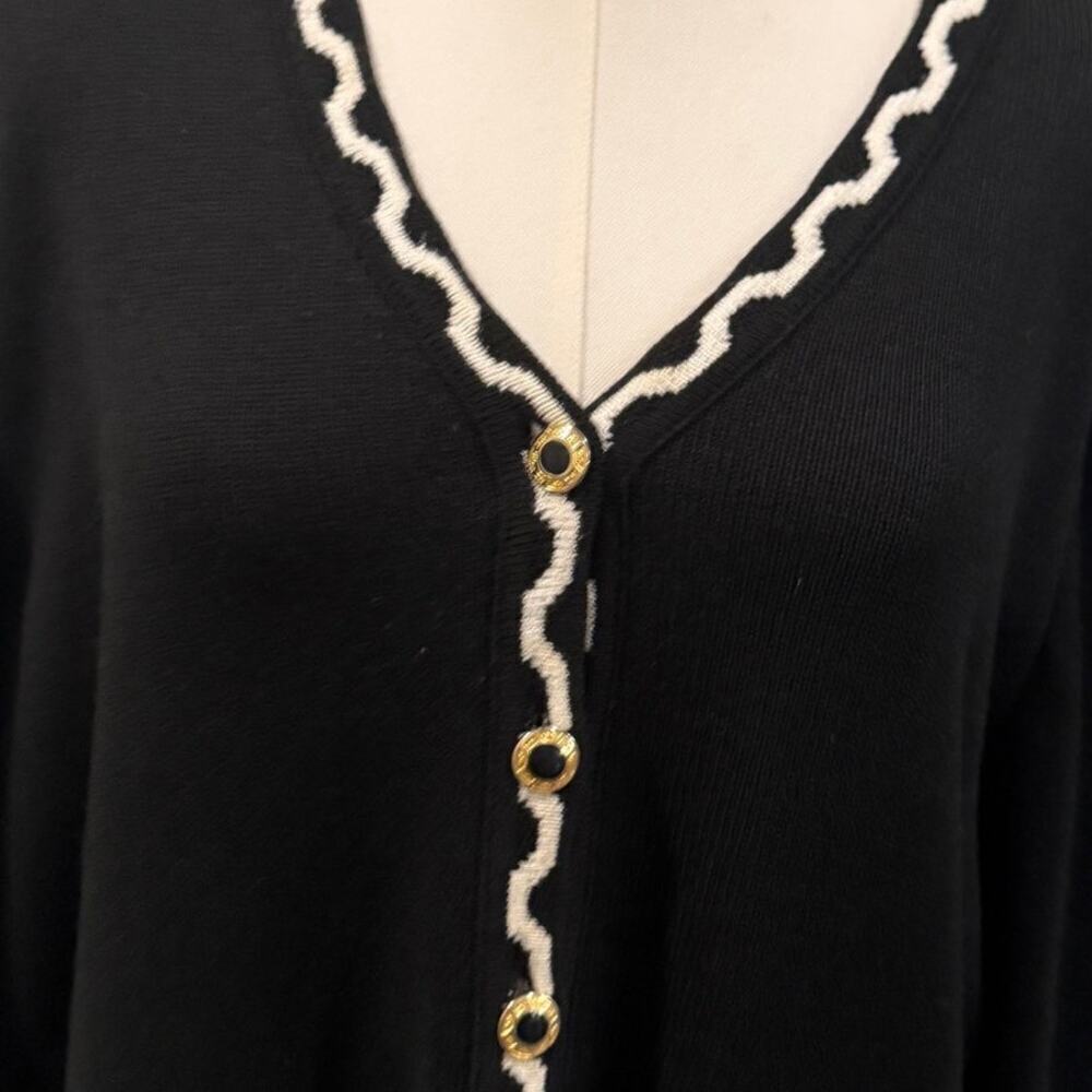 Epic Steven Vintage Black Cardigan Women Large White Trim  Preppy Classic Retro - Picture 3 of 9